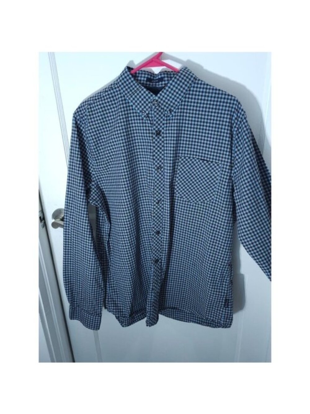 Ben Sherman Men's Blue & Brown Gingham Stretch Long Sleeve Size Large